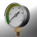 Analog Pressure Gauge With Color Coded Scale Pointer And Brass Base