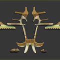 Symmetric Artistic Character Sculpture With Mythical Creature Wings And Clawed Ceramic Details