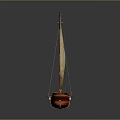 Traditional Red Sailing Boat With Yellow Sails Small Flag And White Accents