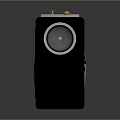 Portable Bluetooth Speaker With Round Speaker Black Body Silver Accent And Gold Knobs