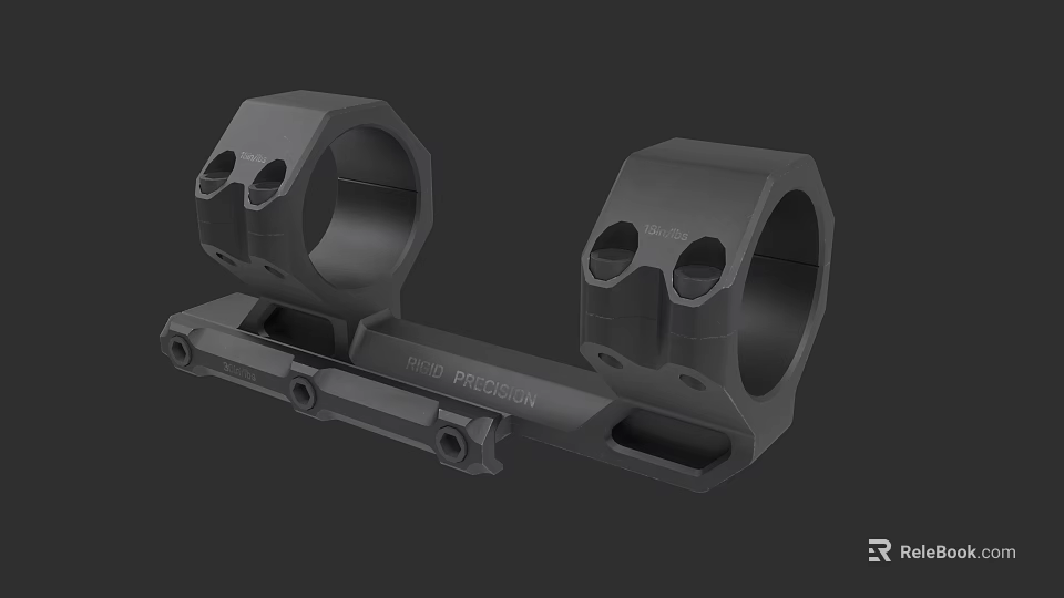 Tactical Weapon Scope Mount with Dual Ring Design for Precision Rifle Attachment Durable Black Construction 3d model 