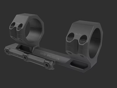 Tactical Weapon Scope Mount with Dual Ring Design for Precision Rifle Attachment Durable Black Construction 3d model