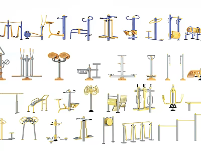 Essential Fitness Equipment Collection Featuring Dumbbells Barbells and Weight Machines 3d model