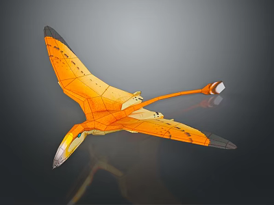 Orange Pterosaur 3D Animated Character With Wings Long Tail And Beak Details 3d model