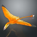 Orange Pterosaur 3D Animated Character With Wings Long Tail And Beak Details