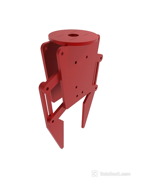 Red Industrial Mechanical Clamp Metal Structure with Holes and Connecting Parts 3d model 