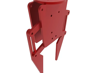 Red Industrial Mechanical Clamp Metal Structure with Holes and Connecting Parts 3d model