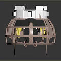 Futuristic Circular Space Capsule Interior With Seated Person And Yellow Components