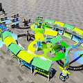 Vibrant Photo Check-in Spot With Colorful Arches Checkerboard Floors And Canopy Tents