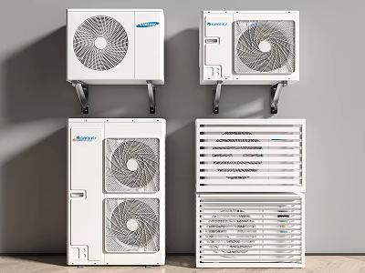 Modern Air Conditioner Fan Units With Wall Mounted Designs And Various Styles 3d model