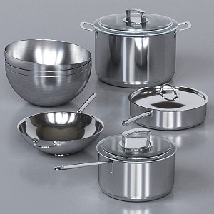 Kitchenware stainless steel pot 3d model