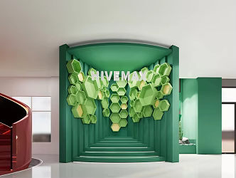 Honeycomb modeling device in modern exhibition hall 3d model