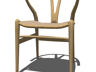 Comfortable Wooden Accent Chair With Rattan Seat Curved Arms And Minimalist Design 3d model