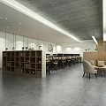 Modern Public Office Space With Wooden Desks Black Chairs Laptops And Green Plants