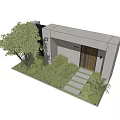 Modern Front Entrance Gate With Number 27 Tree Green Plants Lawn And Stone Path