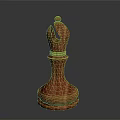 Red Wooden Chess King Piece With Intricate Carved Design And Polished Surface