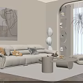 Stylish Cream Tone Sofa And Coffee Table Combination For Warm Cozy Living Room Interior