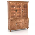 Traditional Oak Wood China Cabinet With Glass Doors Drawers And Display Shelves