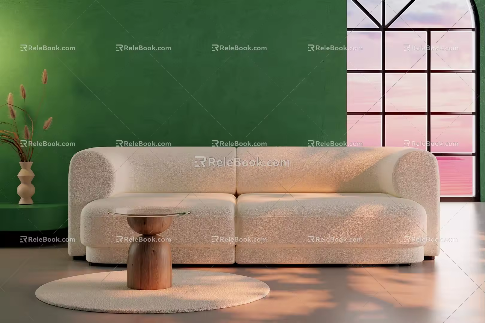 Simple Art Cream Style Modern Double Sofa Multi-Person Sofa 3d model