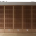 Modern Wooden Slatted Room Divider With LED Lights For Interior Design 3d model