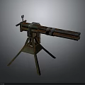 Vintage Rustic Machine Gun With Tripod Stand Old Fashioned Weapon 3d model