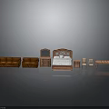 Classic Modern Brown Furniture Collection Including Sofa Bed Nightstand Chairs And Table