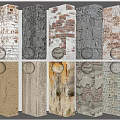 Diverse Textured Wall Surfaces Showcasing Brick Cracked And Spherical Decor Elements
