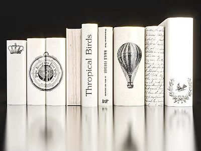 Elegant Decorative Ornament Set With Book Shaped Designs And Artistic Patterns 3d model