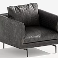 Modern Gray Leather Accent Chair With Metal Legs And Comfortable Armrests