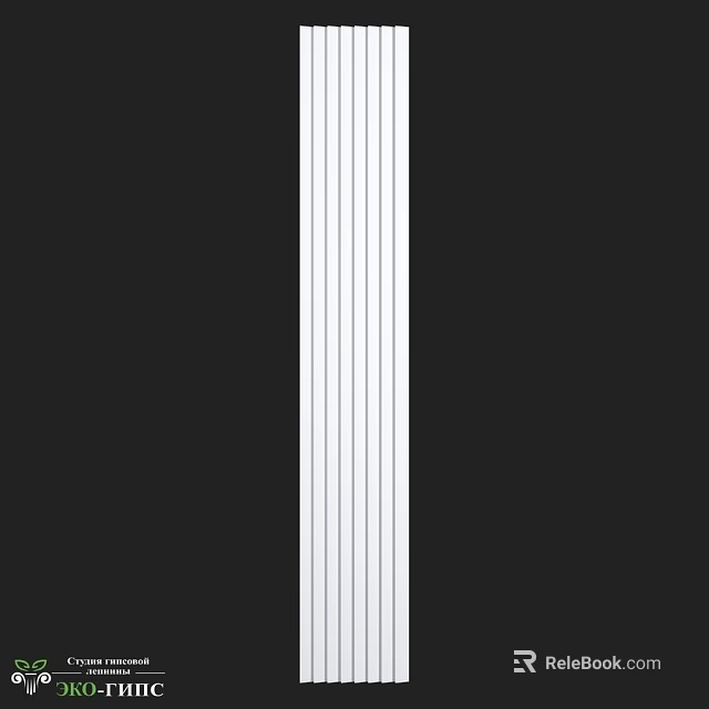 Modern Black Wall Design With White Vertical Stripes And Minimalist Decor 3d model 