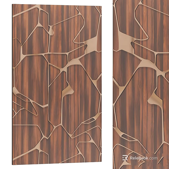 Stylish Wood Grain Decorative Panels Featuring Intricate Cut Out Patterns 3d model 