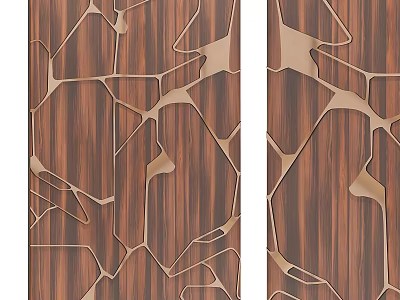 Stylish Wood Grain Decorative Panels Featuring Intricate Cut Out Patterns 3d model