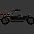 Black Off Road Dune Buggy With Roll Cage Large Tires And Red Accents