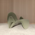 Green Single Sofa Modern Curved Design With Wooden Wall And Light Floor