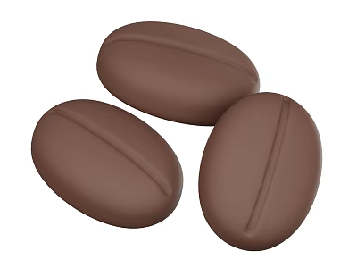 Three Brown Oval Shaped Roasted Coffee Beans For Fresh Aromatic Brew 3d model
