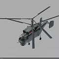 Detailed Military Gray Helicopter With Twin Rotors Cockpit And Landing Gear