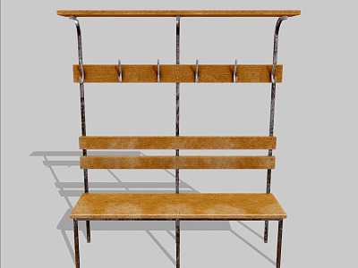 Wooden Stool Bench Changing Stool Wooden Iron Frame 3d model