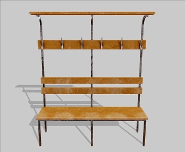 Wooden Stool Bench Changing Stool Wooden Iron Frame 3d model