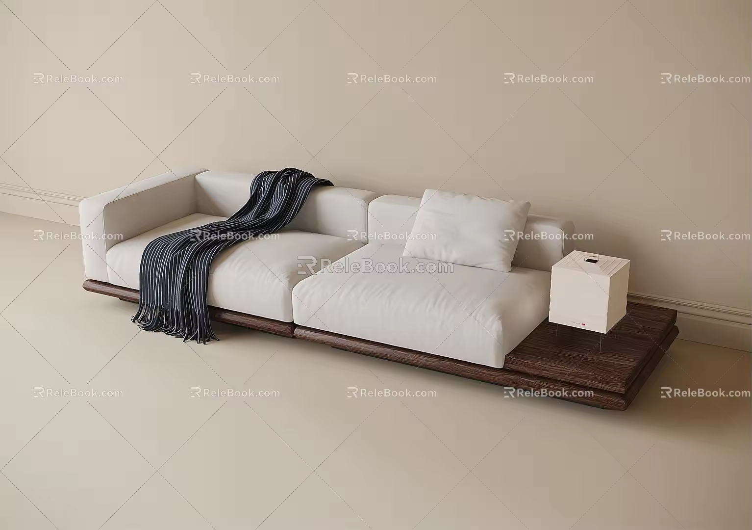 Modern double sofa in-line sofa 3d model