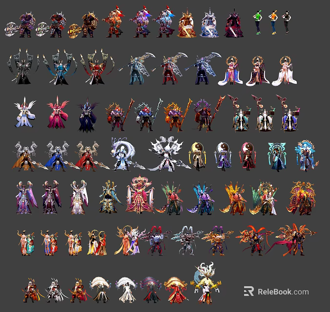 Colorful Fantasy Character And Creature Design Artwork With Various Styles 3d model 