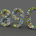 Colorful Small Balls Constructing Numbers 7890 In 3D Visual Design 3d model
