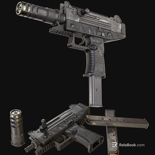 Modern Tactical Weapon Assault Rifle With Detachable Magazine Tactical Grip And Barrel Components 3d model 