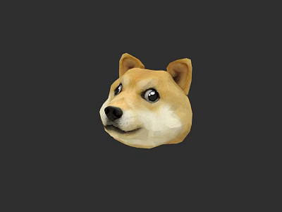 Cute Shiba Inu 3D Head Model in Low Poly Style Digital Art Rendering 3d model