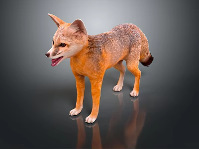 3D Animated Fox Game Character With Vibrant Orange Fur And Open Mouth 3d model