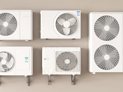 White Air Conditioner Fans With Various Styles And Modern Designs On 3d model