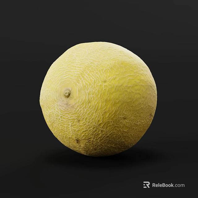 Juicy Fresh Ripe Yellow Melon With Textured Skin On Black Background 3d model 