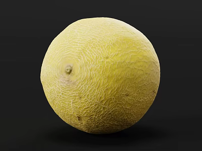 Juicy Fresh Ripe Yellow Melon With Textured Skin On Black Background 3d model