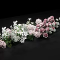 Beautiful Floral Arrangement With Pink Peonies White Lilies And Green Leaves On Black Background