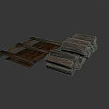 Wooden Train Model With Track Structure Made Of Planks And Logs