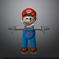 3D Cartoon Character In Red Hat Blue Overalls With Open Arms Brown Shoes And Braces